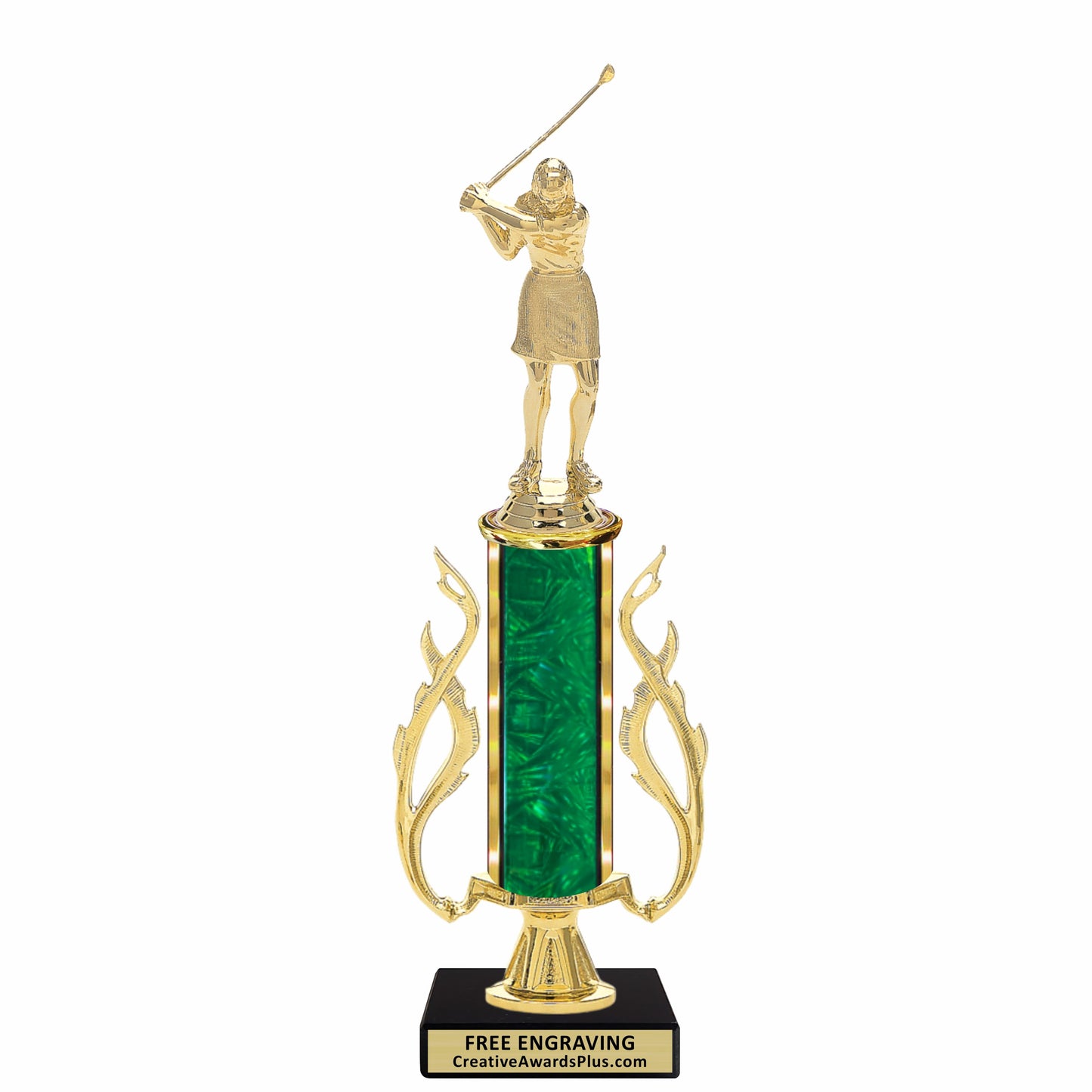 Flaming Golf Trophy 13" / Gold / Female