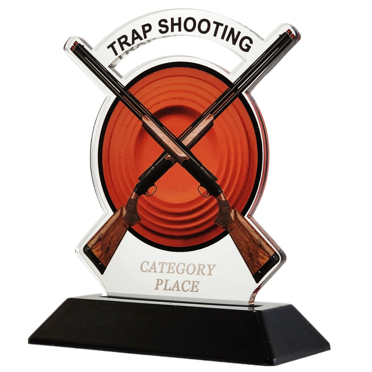 Acrylic Crossed Guns Trap Shooting Award 6" / Multiple