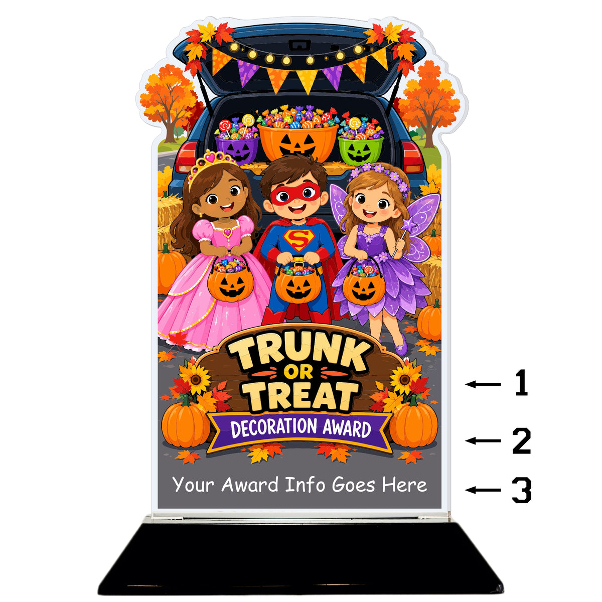 Acrylic Halloween Trunk or Treat Award 7" / Multiple
