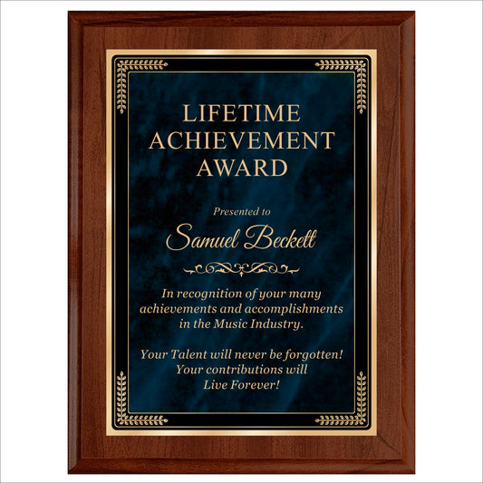 Designer Blue Marble Cherry Plaque 9" X 12" / Cherry / Marble Mist Blue