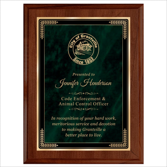 Designer Green Marble Cherry Plaque 9" X 12" / Cherry / Marble Mist Green