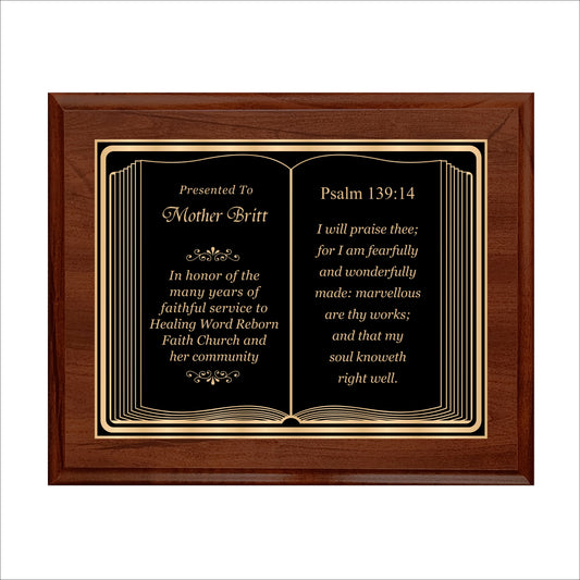 Bible Themed Cherry Plaque 10.5" X 13" / Cherry / Bible / Book