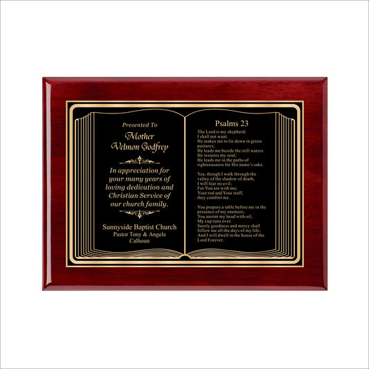 Bible Themed Rosewood Plaque 9" X 12" / Rosewood Piano Finish / Bible / Book