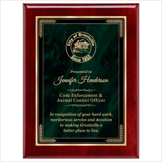 Designer Green Marble Rosewood Plaque 9" X 12" / Rosewood Piano Finish / Marble Mist Green