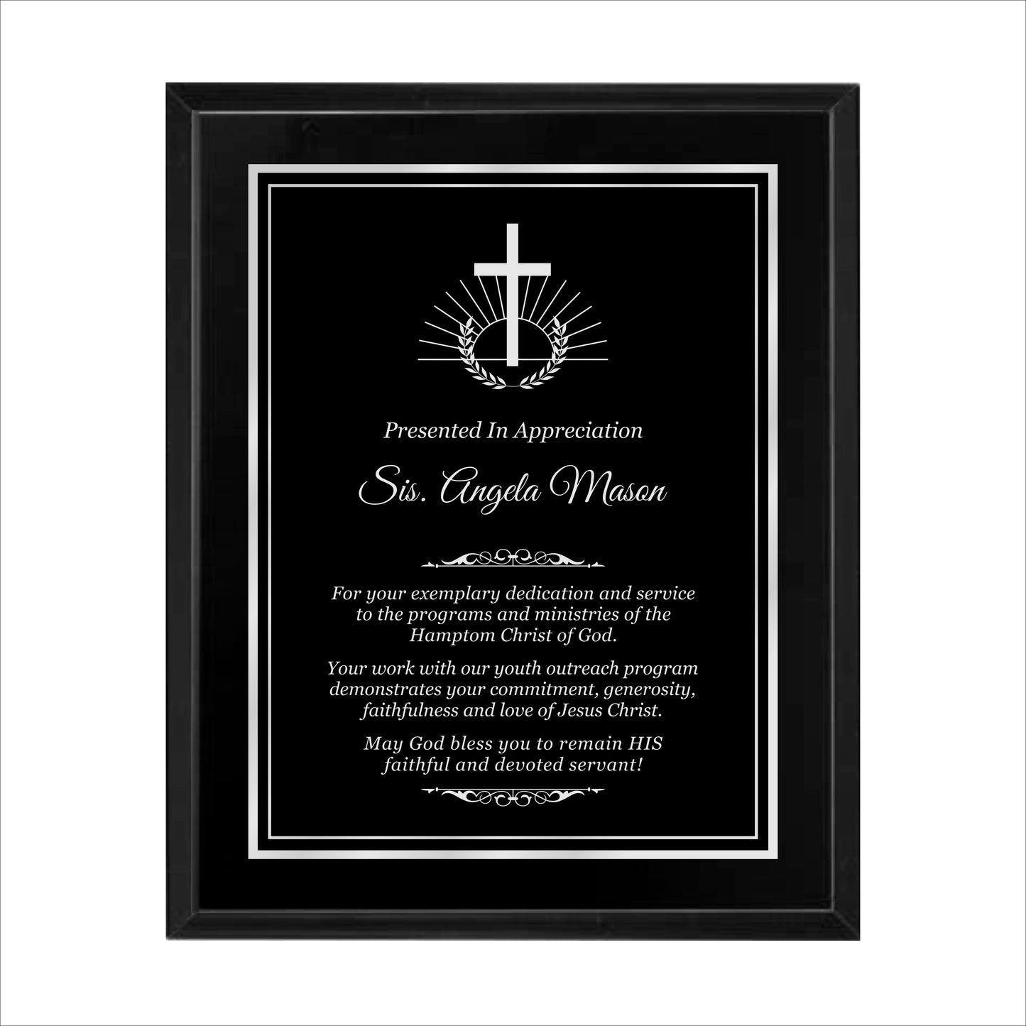 Matte Black Finished Plaque 10.5" X 13" / Black Matt / Double Border