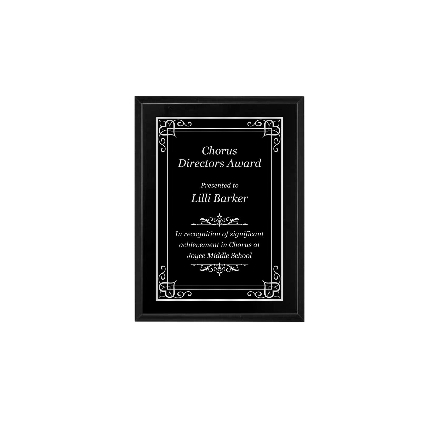Matte Black Finished Plaque 6" X 8" / Black Matt / Hearts