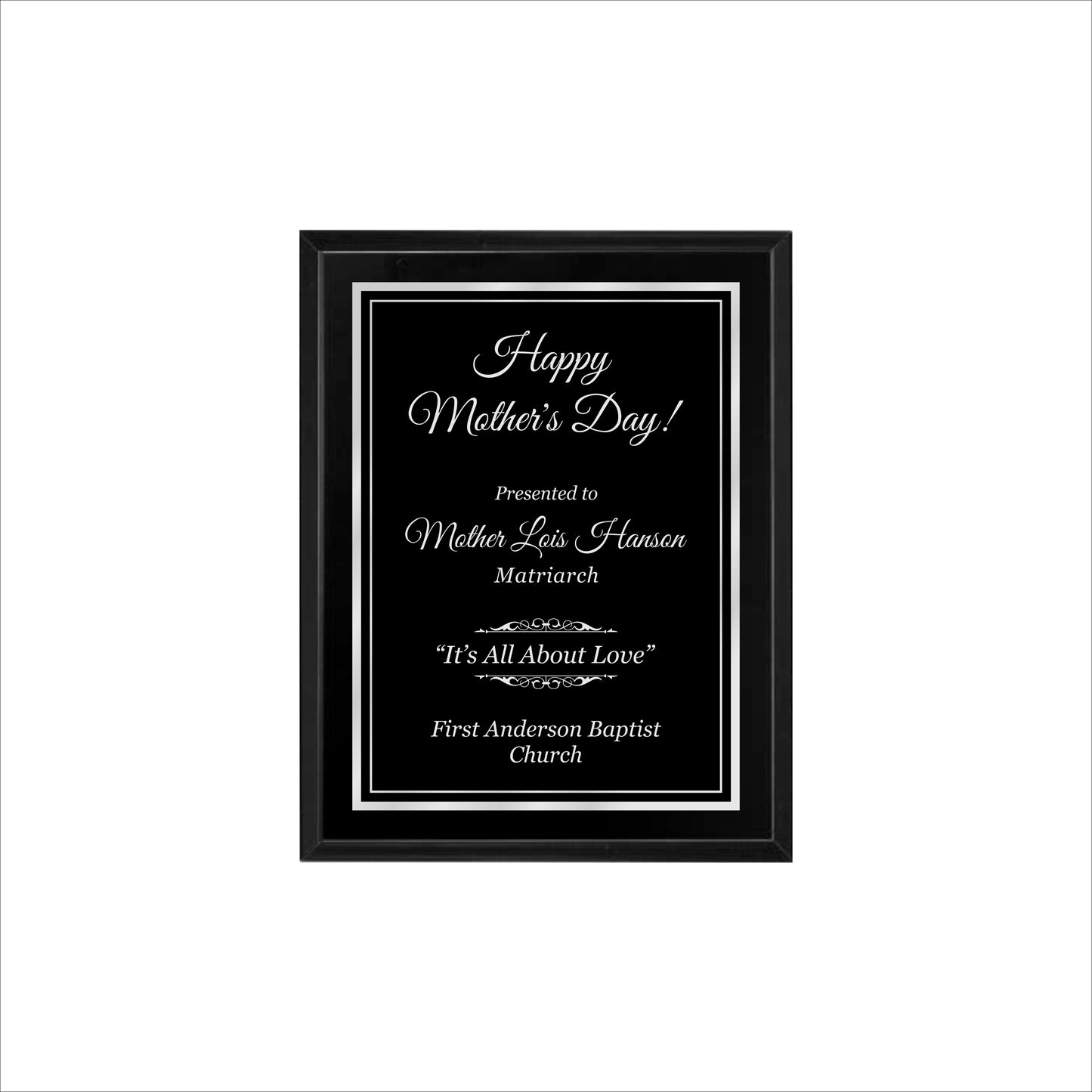 Matte Black Finished Plaque 7" X 9" / Black Matt / Double Border