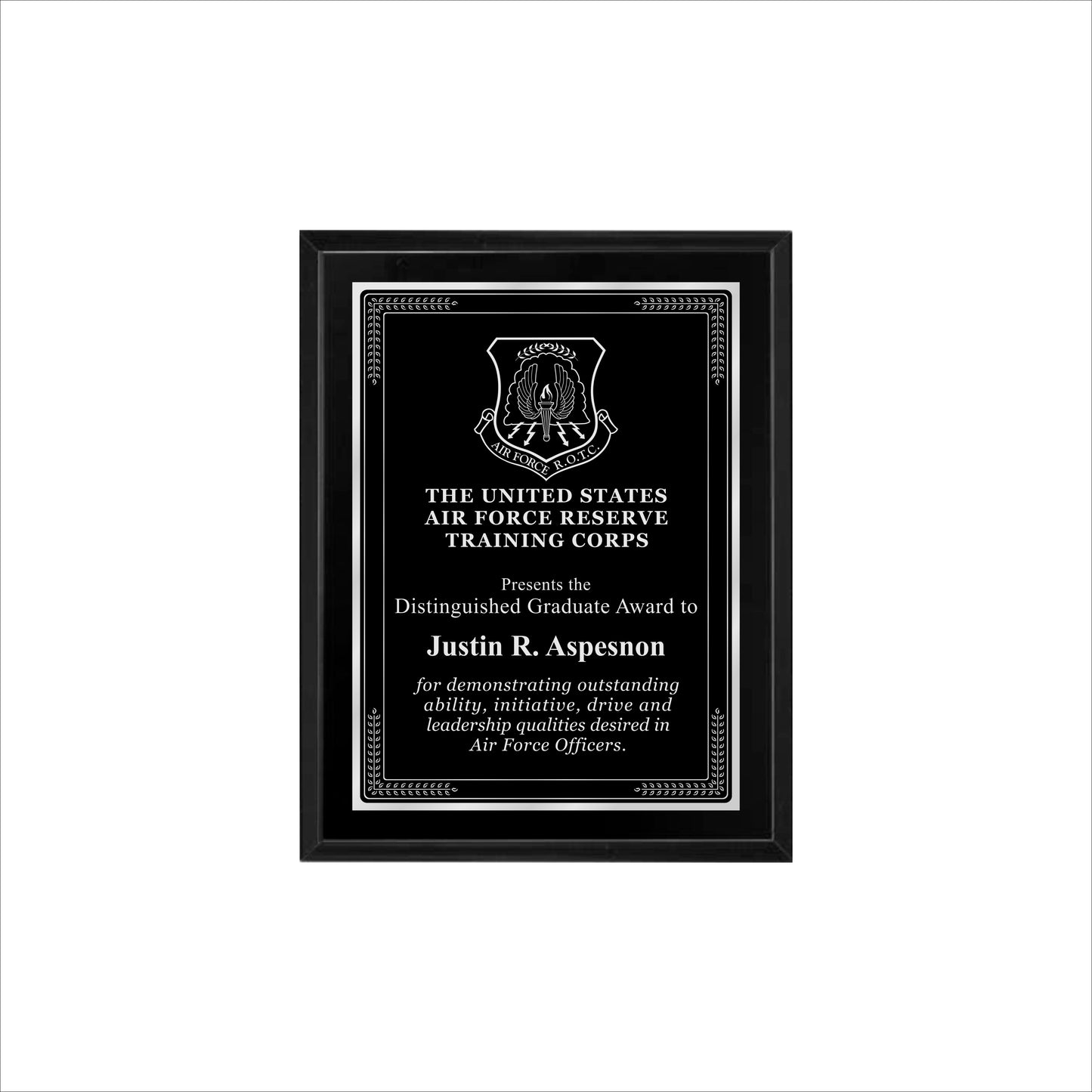 Matte Black Finished Plaque 7" X 9" / Black Matt / Elite Border