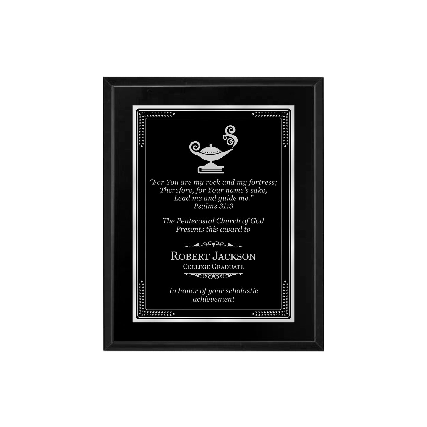 Matte Black Finished Plaque 8" X 10 / Black Matt / Elite Border