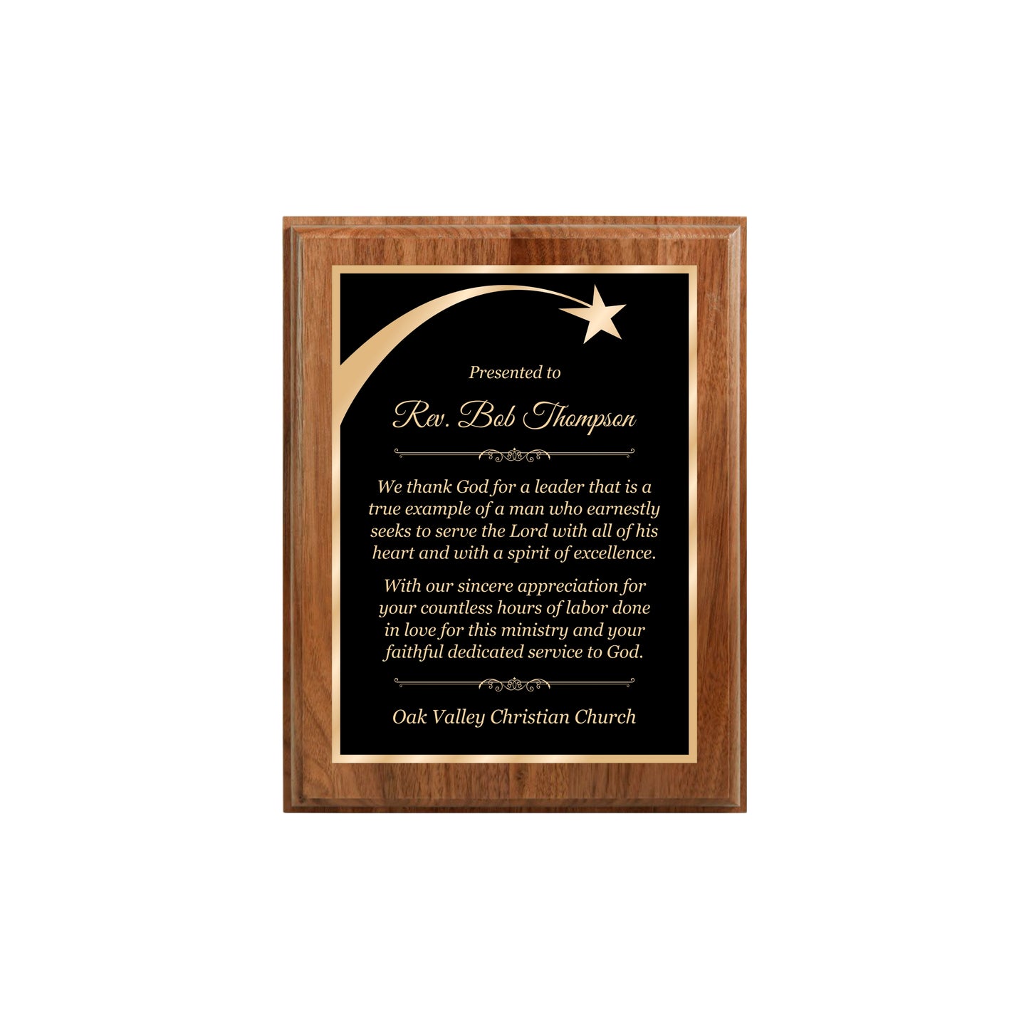 Walnut Finished Plaque 7" X 9" / Walnut / Shooting Star