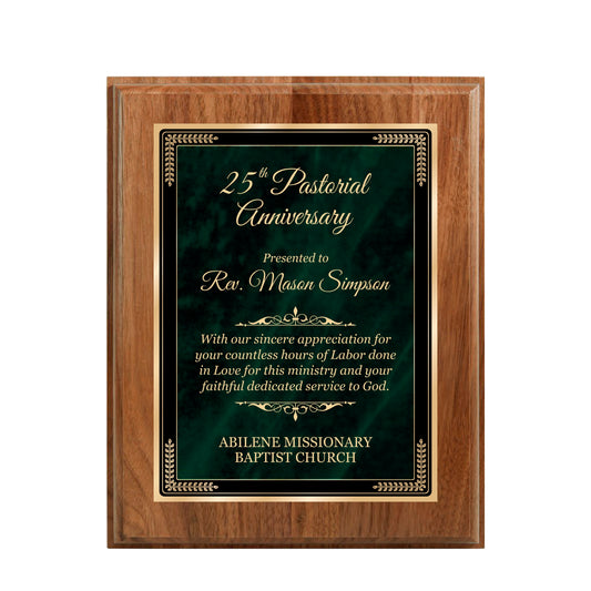Designer Green Marble Walnut Plaque 8" X 10 / Walnut / Marble Mist Green