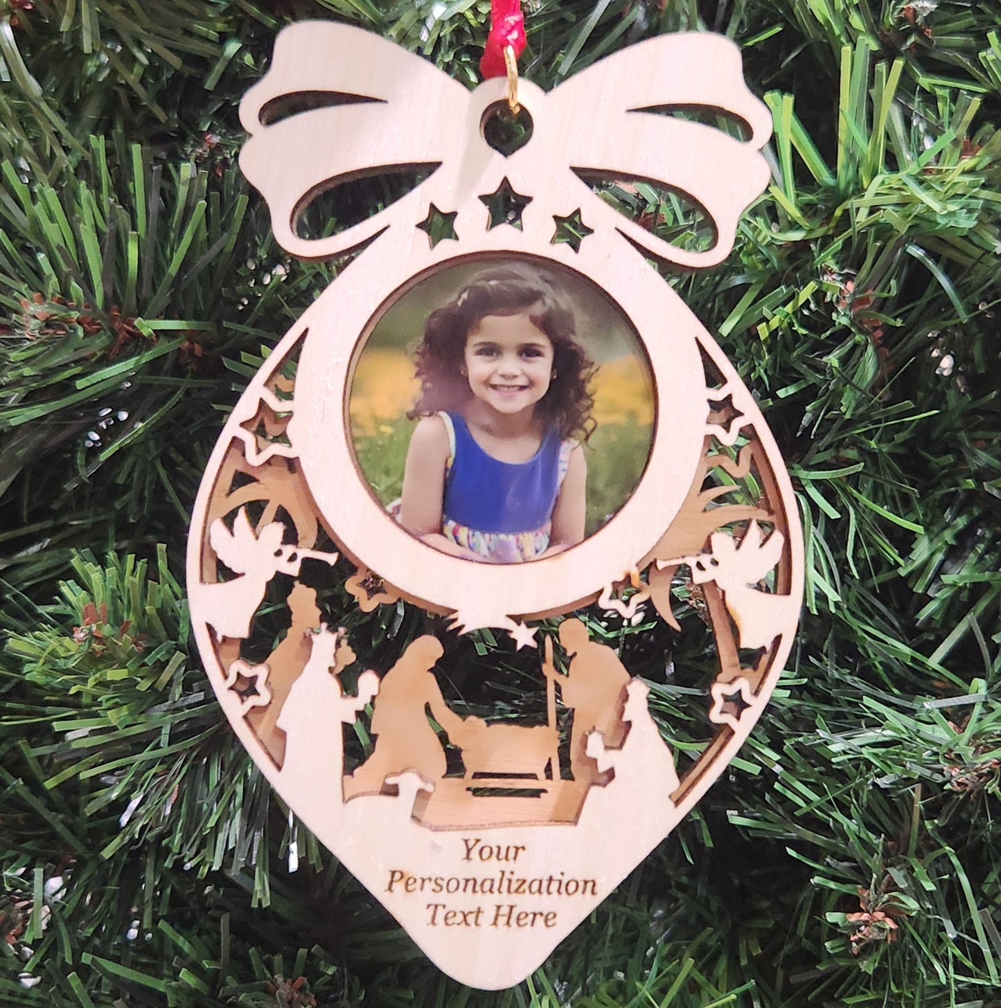 Photo Nativity Maple Ornament 4.75" / Maple
