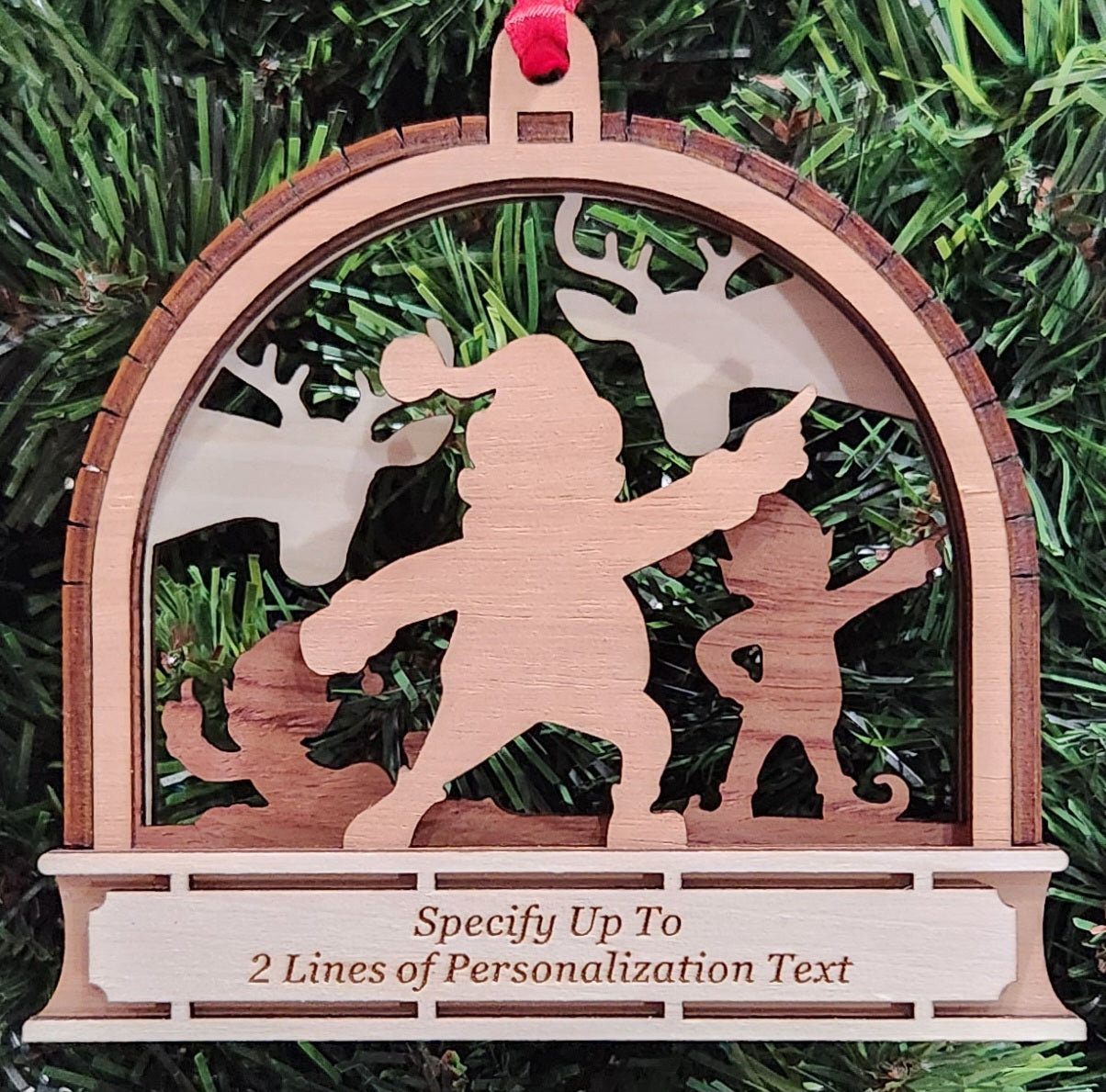 Wood 3D Dancing Santa Ornament 4.25" / Wood