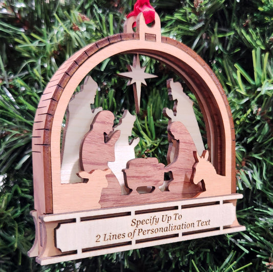 Wood 3D Nativity Ornament 4.25" / Wood