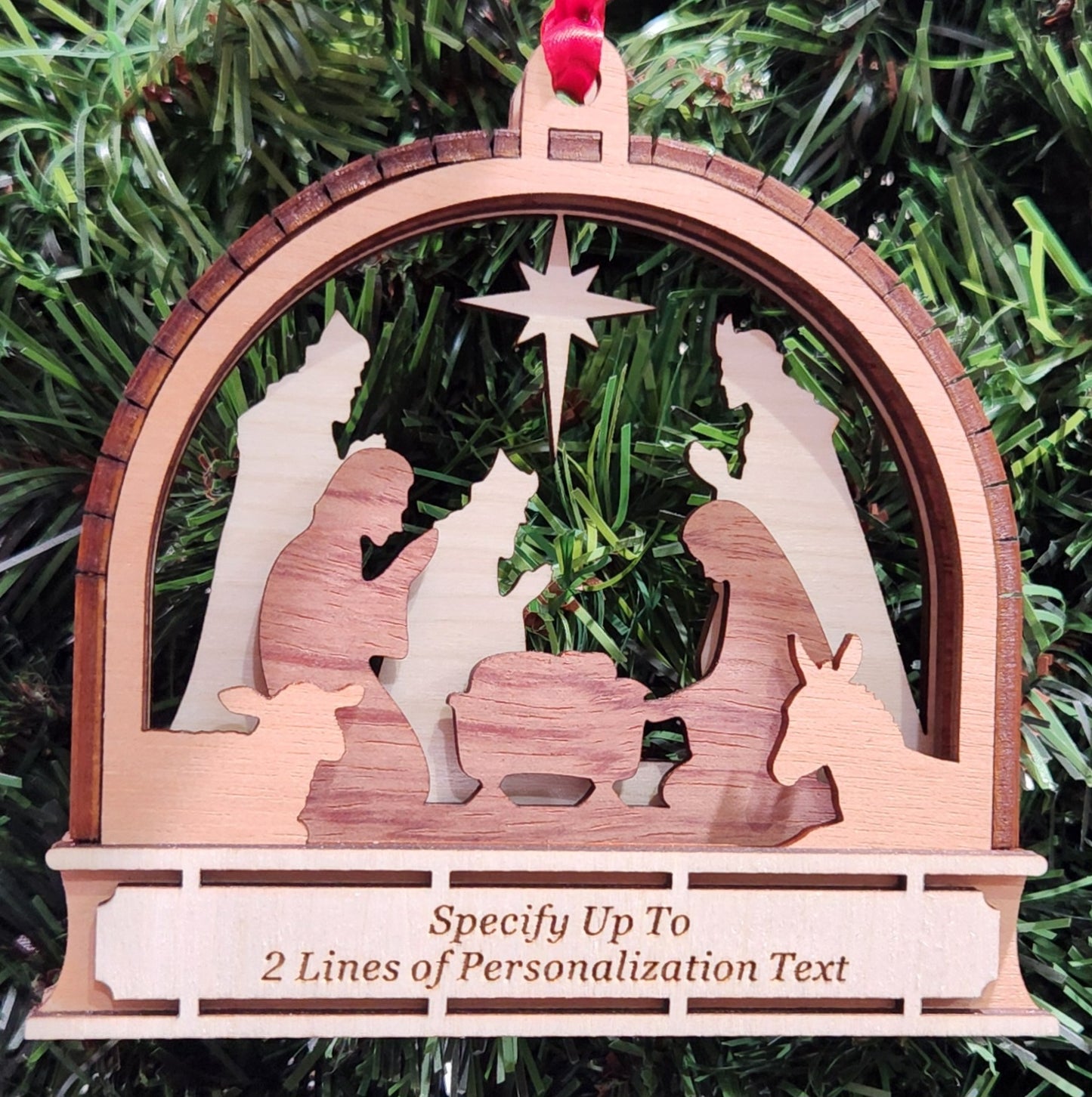 Wood 3D Nativity Ornament 4.25" / Wood
