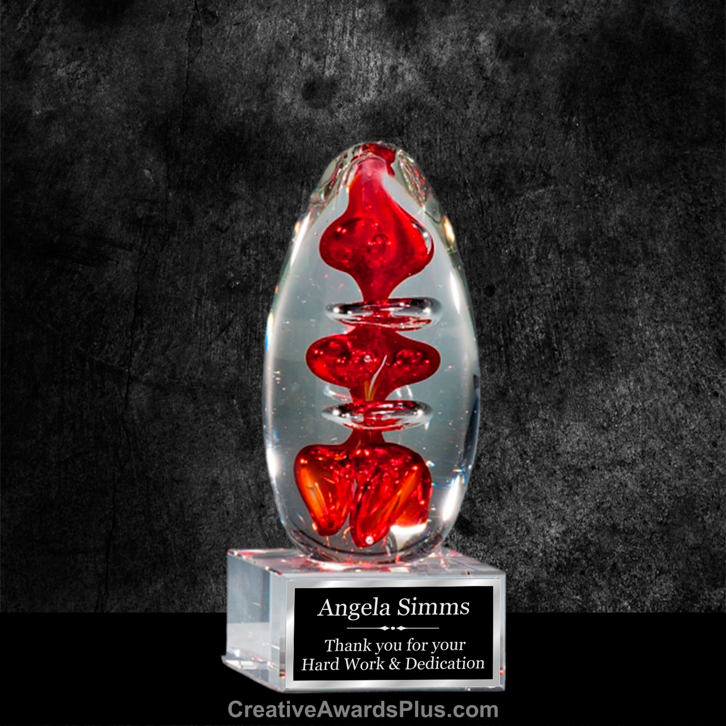 Triple Drop Red Art Glass 5.25" / Red