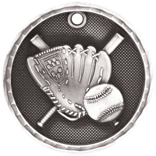 3D Baseball Medal 2" / Silver
