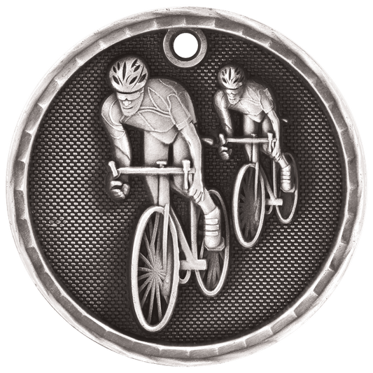 3D Bicycling Medal 2" / Silver