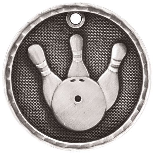 3D Bowling Medal 2" / Silver