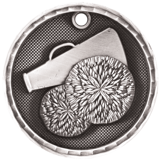 3D Cheer Medal 2" / Silver