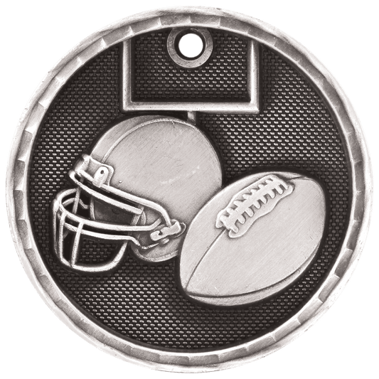 3D Football Medal 2" / Silver