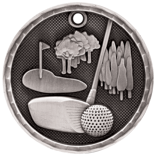 3D Golf Medal 2" / Silver