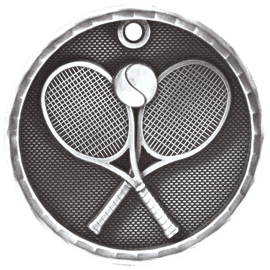 3D Tennis Medal 2" / Silver