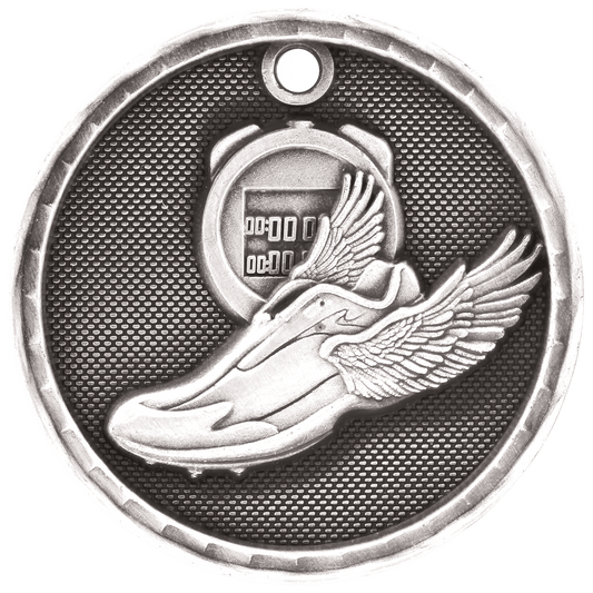 3D Track Medal 2" / Silver