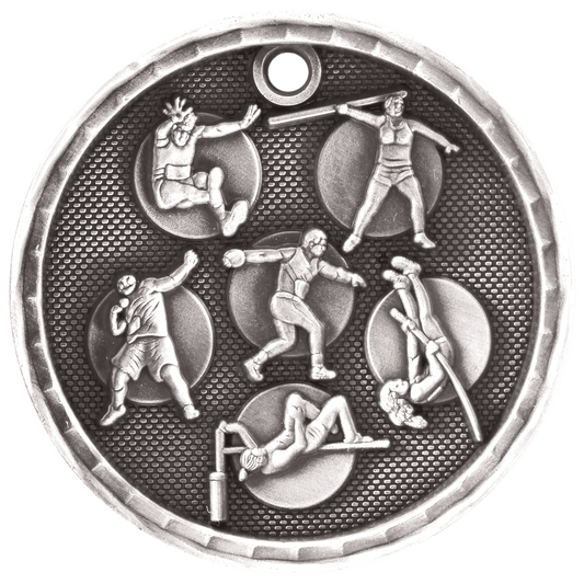 3D Track and Field Medal 2" / Silver