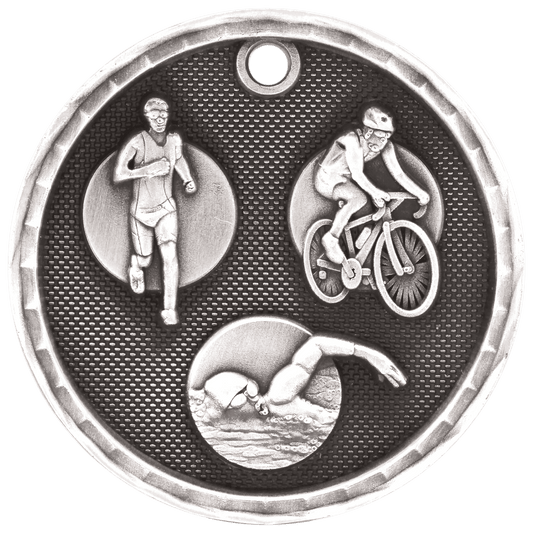 3D Triathlon Medal 2" / Silver