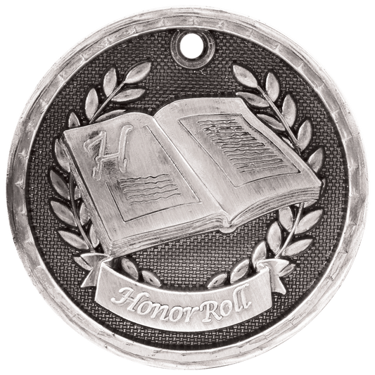 3D Honor Roll Medal 2" / Silver