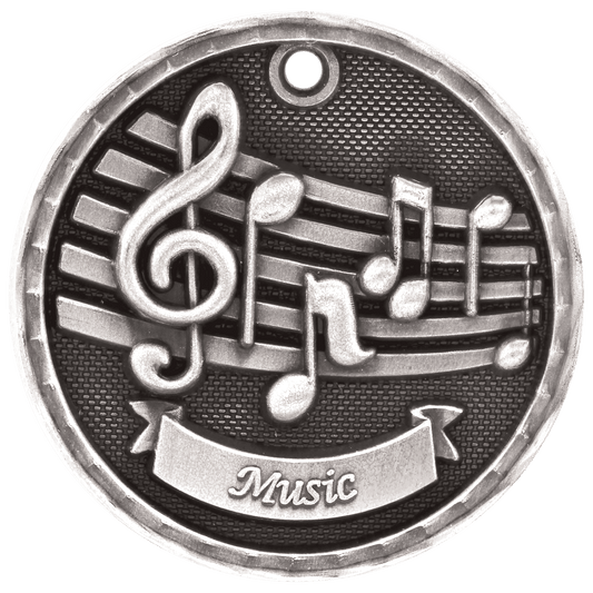 3D Music Medal 2" / Silver