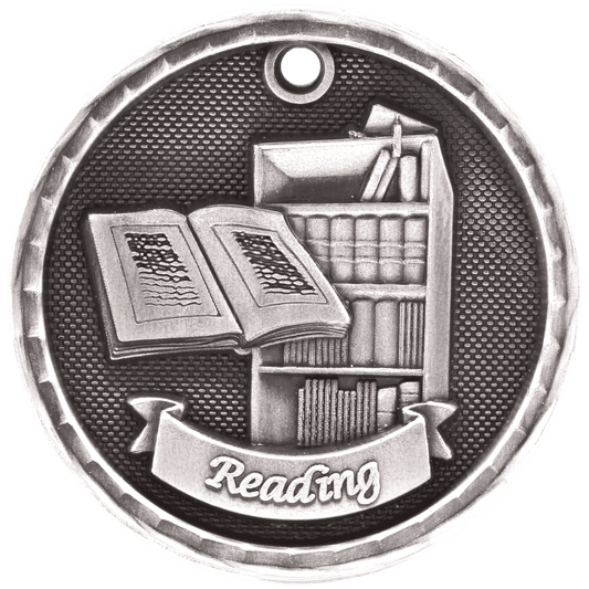 3D Reading Medal 2" / Silver