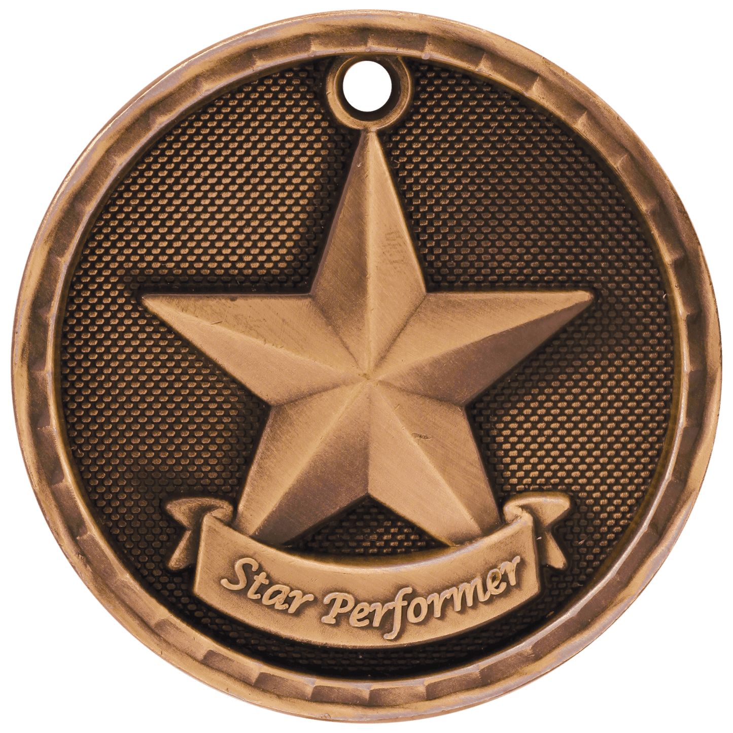 3D Star Performer Medal 2" / Bronze (Copper Tone)