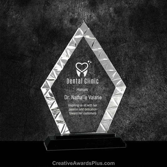 Accented Diamond Glass Award 7.5" / Black