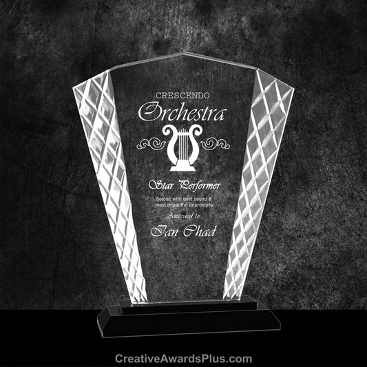 Accented Fan Glass Award 8" / Black