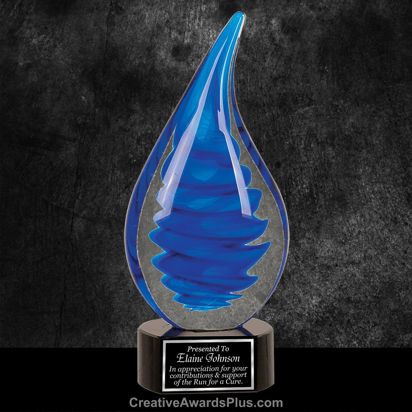 Blue Twist Rain Drop Art Glass 10.25" / Blue