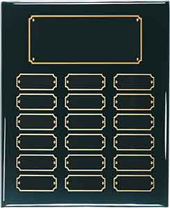 Black Piano Finished Perpetual Plaque 10.5" x 13" - 18 Plates / Black
