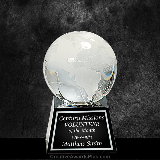 Crystal Globe on Black Base 3" / Black