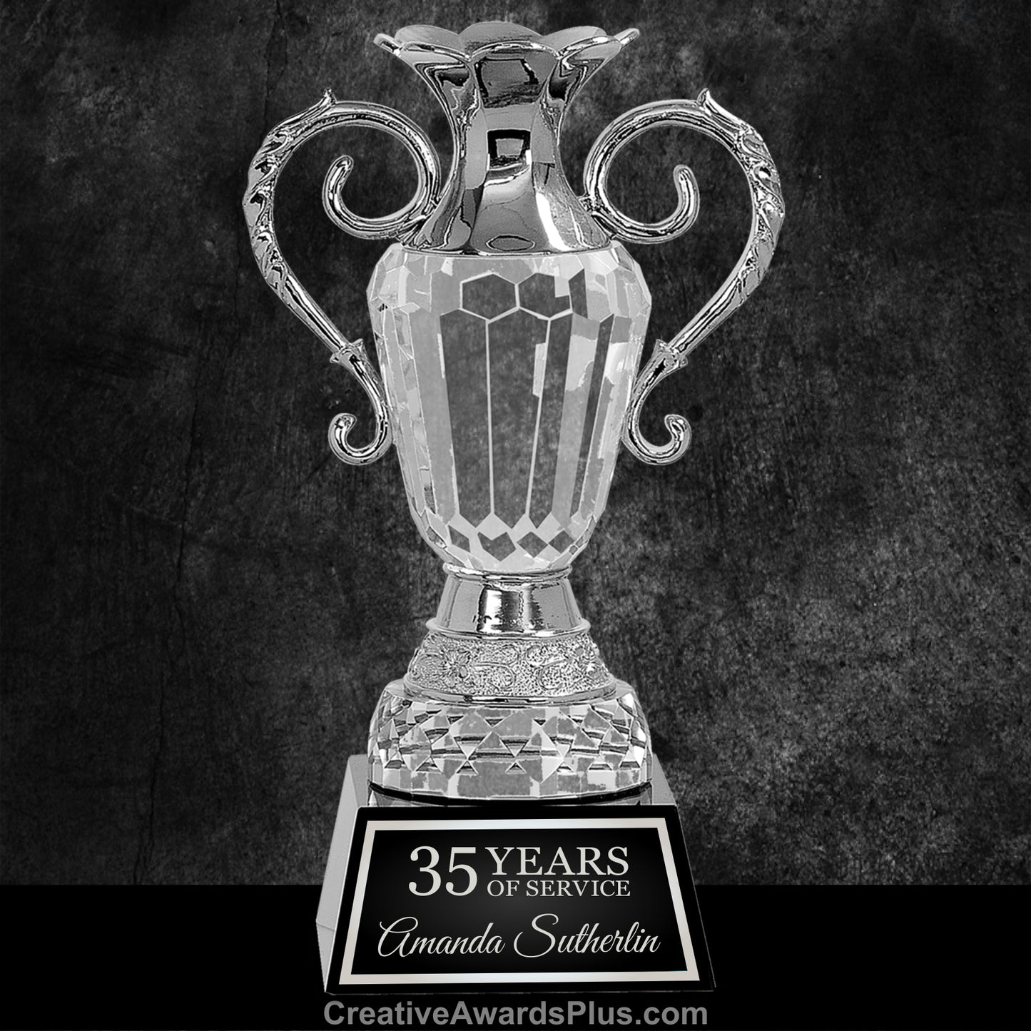 MultiFaceted Crystal Award Cup 10" / Silver