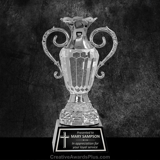 MultiFaceted Crystal Award Cup 8" / Silver