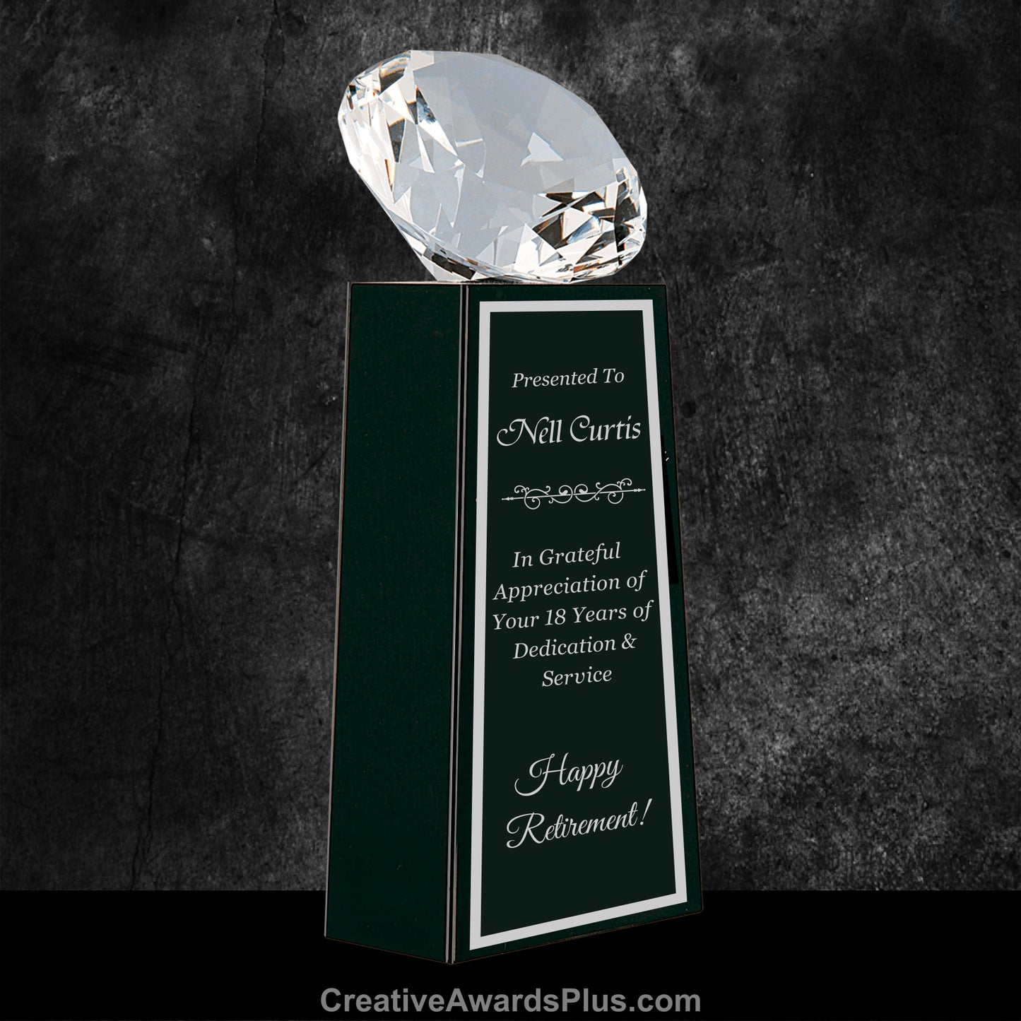 Crystal Diamond on Black Pedestal 7.75" / Black