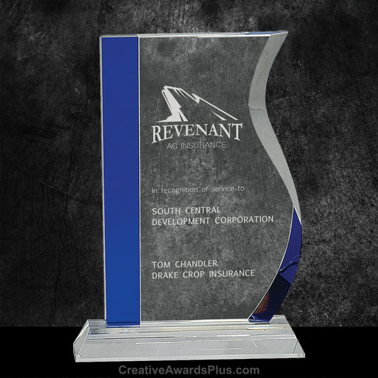 Blue Wave Crystal Award 8.25" / Blue