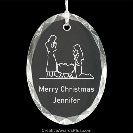 Faceted Oval Crystal Ornament 3" / Clear