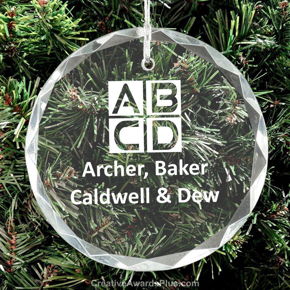 Crystal Round Christmas Ornament 3" / Clear