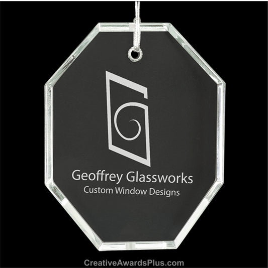 Octagon Crystal Ornament 3.5" / Clear