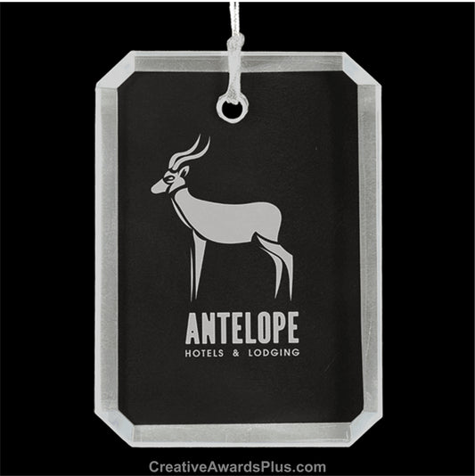 Rectangle Crystal Ornament 3" / Clear