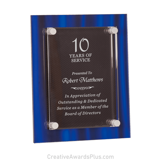 Floating Acrylic Blue Velvet Plaque 8" x 10" / Blue
