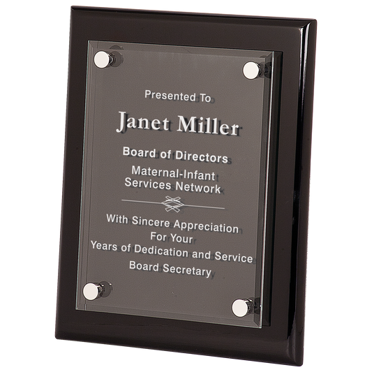 Floating Acrylic Black Plaque 8" x 10" / Black Piano Finish