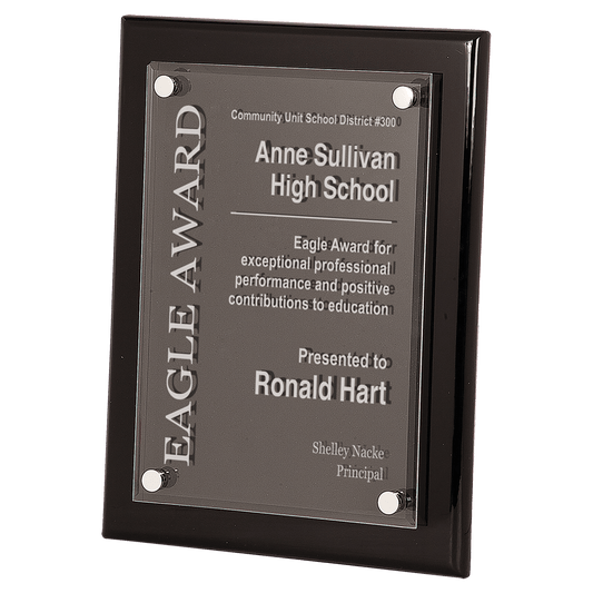 Floating Acrylic Black Plaque 9" x 12" / Black Piano Finish